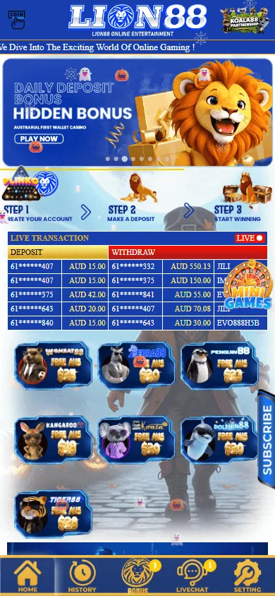 Lion88 Casino mobile homepage
